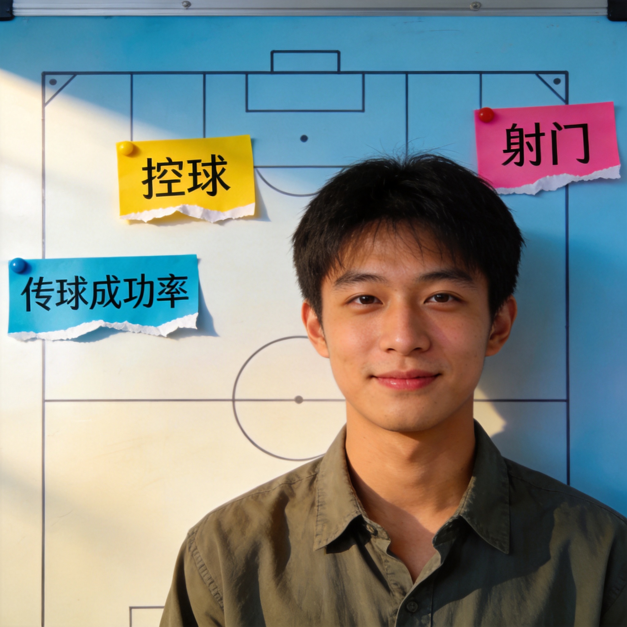 数据爱好者头像示意图，背景为战术分析板